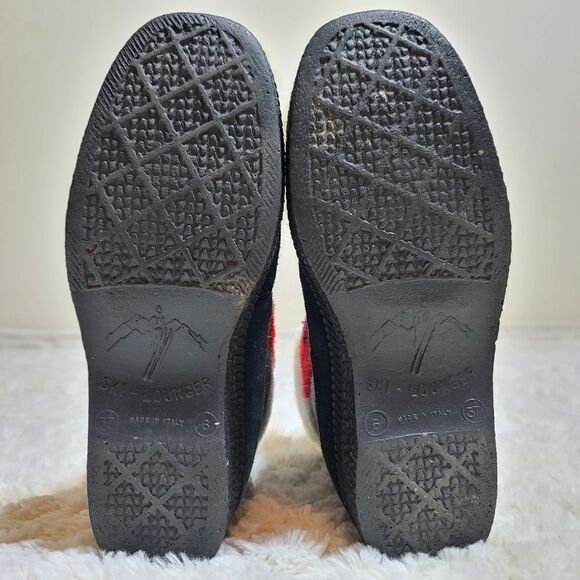 Ski-Lounger Italian Vintage 70s Faux Fur & Suede Red & Grey Lace-Up Booties - Picture 6 of 9